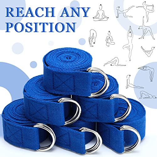 6 Pcs Yoga Strap for Stretching 8 ft Yoga Exercise Adjustable Straps Bands with Safe D Ring Buckle for Pilates, Gym Workouts, Fitness, Physical Exercise, Dance, Improve Flexibility - color: Royal Blue