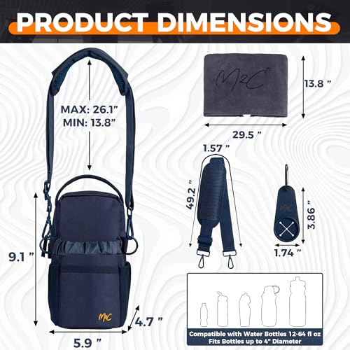 M2C® Premium Magnetic Gym Bag, Attaches to Gym Equipment, Holds 12 lbs, Gym Pouch with Water Bottle Pocket, Phone Storage, Key Clip, Adjustable Sling Strap, Ideal for Sports, Work and Travel