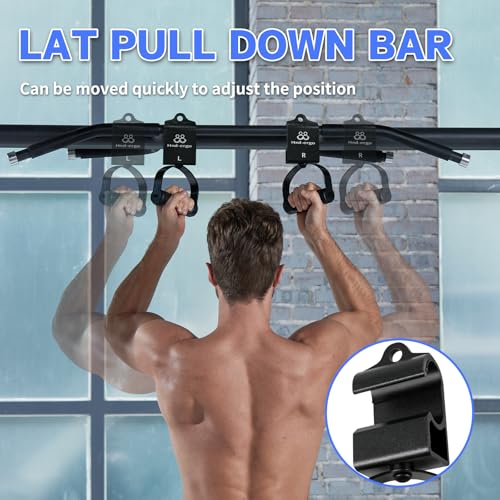 HXD-ERGO Rotating Pull-Up Handles-Ergonomic Exercise Handle for LAT Pulldown Attachments/Seated Rows/Barbell Handles -Quick Attachment to Bar for Strength Training Workout - color: Black