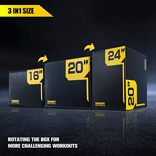 ToughFit Plyo Box - 3 in 1 Foam Plyometric Box - Jump Box for MMA, Crossfit - Adjustment Height Plyometric Jump Box for Home Gym - PVC Cover Platform & High-Density Workout Box - style: Small - 20"x18"x16"