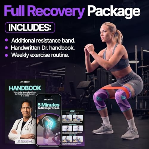 DR. BRACE Elite Compression Knee Brace for Women & Men, (2-Pack) Knee Support Compression Sleeve, Workout Sports Knee Braces for Meniscus Tear, ACL & Arthritis Pain Relief - Check Size Guide Video (Galaxsis, XX-Large)