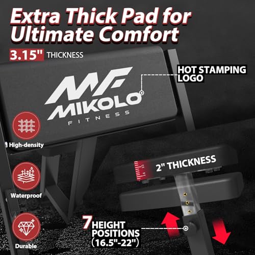 Mikolo Preacher Curl Bench, Seated Arm Isolated Barbell Dumbbell Bicep Station, Bicep Curl Machine with 2 Bar Holders for Home Gym - color: BLACK