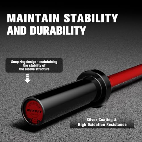 RitFit Barbell Weight Set - 4/6FT Olympic Barbell with Weight Plates (55-115LB Total) - Weightlifting Equipment for Squats, Curls, Deadlifts, Presses, Hip Thrusts - color: Black/Red, size: 4FT With 35LB Plates