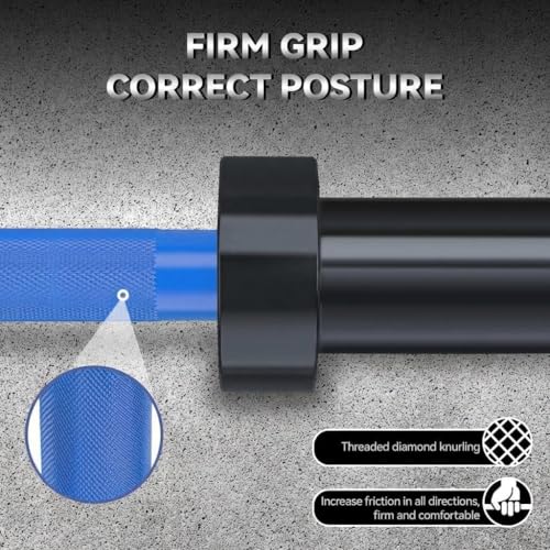 Barbell Bar for Weightlifting, 7FT Heavy Duty Weight Bar 1500LB & 4FT Short/EZ Curl Bar, Fits 2" Plates, Professional Strength Training Equipment for Home Gym, Powerlifting - color: Blue