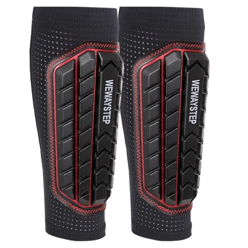 Shin Guards Soccer Kids Youth, Adult Shin Guards with Honeycomb Padding，Breathable & Anti-Slip Calf Compression Sleeves - color: Black Red, size: 3X-Small