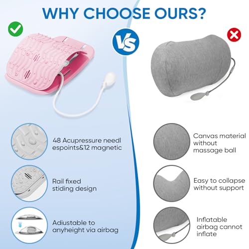 Ergonomic Lumbar Support Board, Lower Back Stretcher Adjustable Air Compression Mat Spinal Decompression Device, Back Stretcher for Lower Back Pain Relief,Ideal for Adults at Home or Work(pink) - color: pink