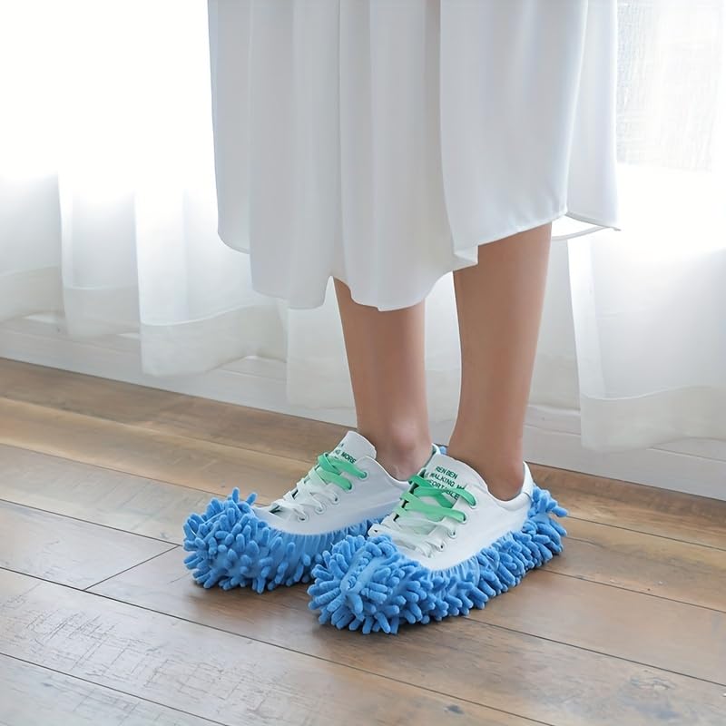 2pcs Lazy Mop Slippers Reusable Detachable Washable Chenille Dust Mop Shoes Cover for Floor Cleaning No Electricity Household Cleaning Tool for Living Room Bedroom Halloween - color: Purple