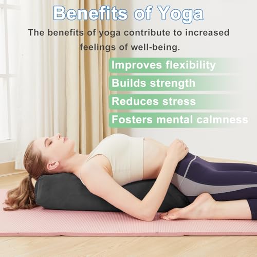 Rectangular Yoga Bolster Pillow, Meditation Pillow for Yin & Restorative Yoga, Filled with Wasted Sponge - color: Black