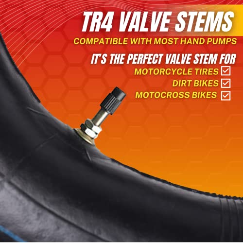 AR-PRO (2-Pack) 110/90-19 (4.50 x 19") - 120/90-19 Motorcycle Inner Tubes - Dirt Bike Natural Rubber Tubes with TR4 Valve Stems - Pinch and Puncture-Resistant - Designed for Off-Road Tires - size: 110/90-19 (4.50 x 19)