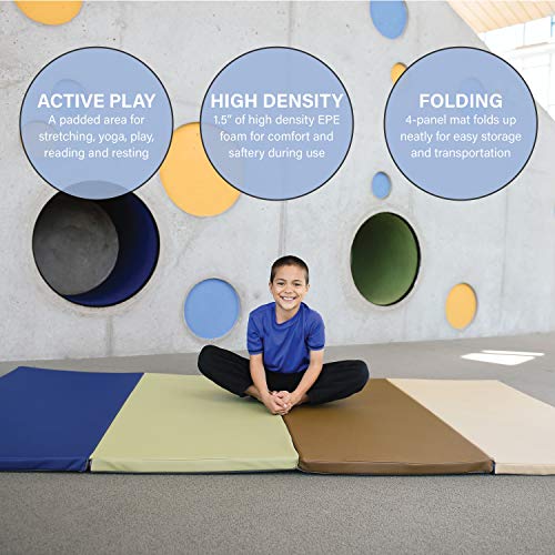 Factory Direct Partners SoftScape 4ft x 6ft Runway Tumbling Mat - Soft, Sturdy Foam, 3-Fold Exercise Mat - color: Earthtone