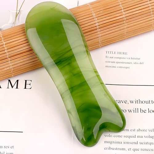 Natural Resin Gua Sha Scraping Massage Tool, Gua Sha Facial Set – Anti-Wrinkle & Anti-Aging Massage Tools for Rejuvenate Skin (Green, Fish-Shaped) - size: Fish-shaped