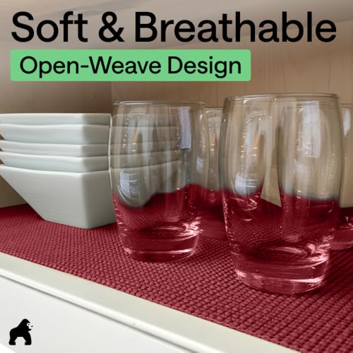 GORILLA GRIP powerGRIP Drawer Shelf and Cabinet Liner, Thick Strong Hold, Non-Adhesive Liners Protect Kitchen Cabinets and Cupboard, Bathroom Drawers, Easy Install, Breathable Mat, 12" x10', Red - color: Red, size: 12" X 10', style: 12" x 10'
