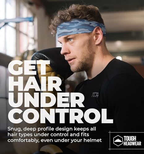 Tough Headwear Mens Headband | Sweat Headbands for Men Women Working Out Running Sports – Athletic Sweat Band Exercise - color: (1 pack) Blue Camo