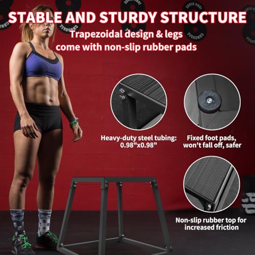 Hipicute Plyo Box Jump Platforms, 12 Inch Single Jumping Box for Men and Women for Home Gym,Black