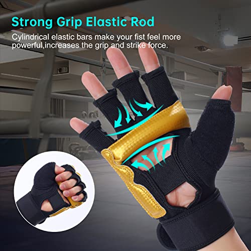 Kickboxing Sparring Gloves TKD Gloves for Men Women Half Finger Boxing Gloves Fighting Gloves Boxing Gloves for Punching Bag Training Gloves for Men Women Black - color: Golden, size: X-Large