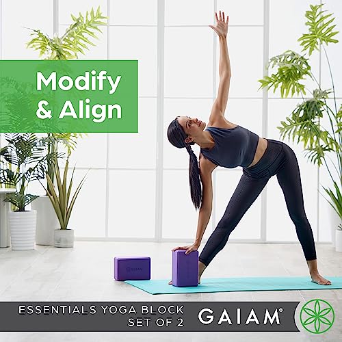 Gaiam Yoga Block - Supportive Latex-Free Eva Foam - Soft Non-Slip Surface with Beveled Edges for Yoga, Pilates, Meditation - color: Vivid Blue, style: 2 Blocks