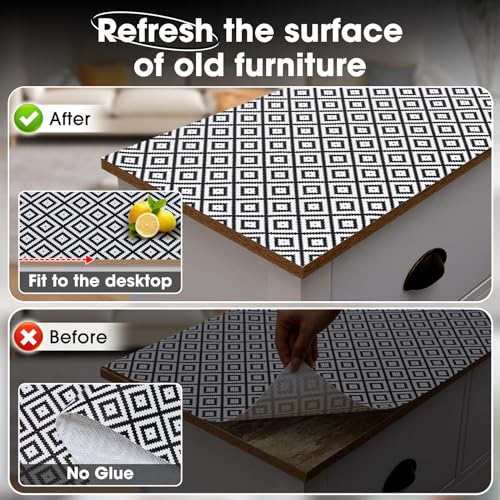 Drawer and Shelf Liner, Non-Slip Kitchen Cabinet Liners Non-Adhesive Thick Strong Grip Waterproof Washable Mats Protect Dresser Shelves Cupboard Bathroom Cabinets, Black & White, 12 in X 10 FT - color: Black and White, size: 11.8"W x 118"L