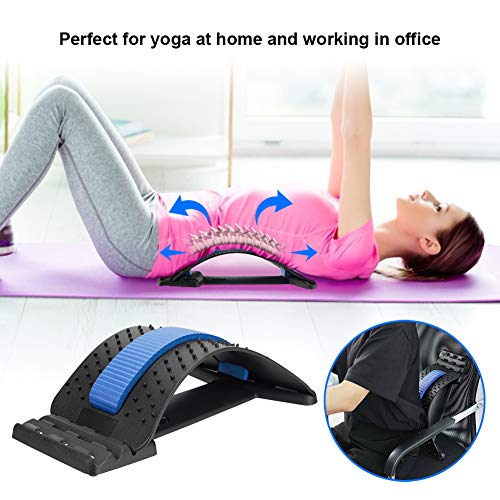 HONGJING Back Stretcher, Back Cracker for Back Pain Relief Lumbar Traction Spine Deck with Acupressure Massage, Great for Herniated Disc, Sciatica, Scoliosis - color: Blue
