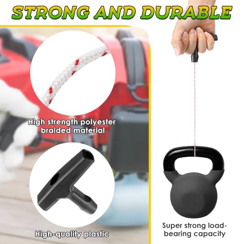 Saillong 3.5mm 100ft Starter Rope, Pull Cord Rope for Small Engine with 2 Starter Handle, Wear Resistant, Low Stretch, Replacement for Lawn Mower Chainsaw Trimmer Edger Brush Cutter (White & Red) - color: White & Red, size: 3.5mm