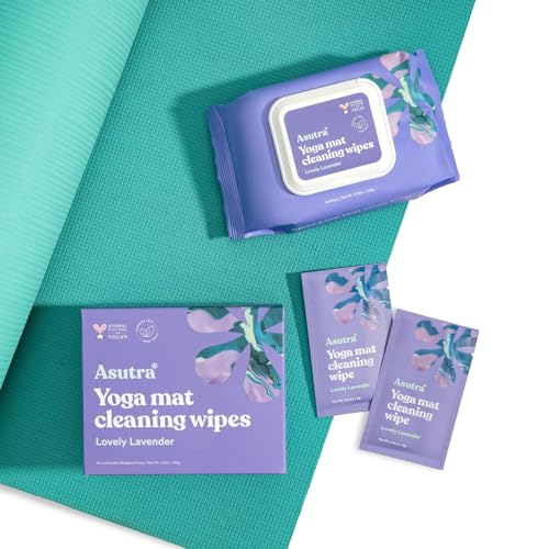 ASUTRA Yoga Mat Cleaning Wipes (Lovely Lavender), 1 (1 Pouch = 30 Wipes) | Pouch (30 Wipes) - No Slippery Residue, Deep-Cleansing for Fitness Gear & Gym Equipment - size: 1 Pouch (30 Wipes)