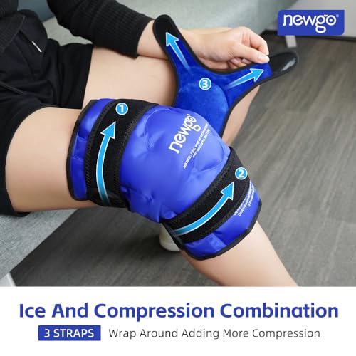 NEWGO Ice Pack for Knee Injuries Reusable, 360° Full Wrap, XL, Blue | Y-shaped Strap Stays Put, Reusable for Knee Replacement, ACL, Arthritis, Swelling, and Sports Injuries, 21.7" x 9.8" - color: XL Blue 1-pack