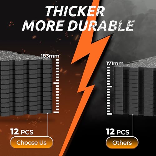 PRAISUN 0.6" Thicker Rubber Top Gym Flooring for Home Gym, 12 Pcs 48 Sq Ft Workout Mats, Exercise Mat, Interlocking Rubber Floor Mats with High Density EVA Foam for Garage, 24 x 24in, Black/Grey - size: 12 Tiles (48 Sq Ft)