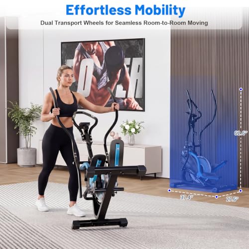 3-in-1 Elliptical Exercise Machine for Home, Cardio Climber & Stair Stepper with 18LB Flywheel, 16-Level Magnetic Resistance, 15.5” Stride, 300LB Capacity, Quiet Compact Trainer