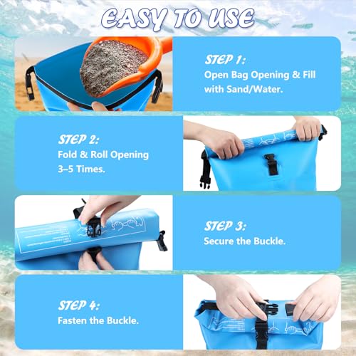 75 lb Heavy Duty Pool Ladder Weights - 2 Pack Pool Step Sand Bags for Above Ground Pools, Waterproof 500D PVC, Tear-Resistant Pool Stair Stabilizer to Prevent Floating, Sky Blue - color: Sky Blue, size: 75 lb
