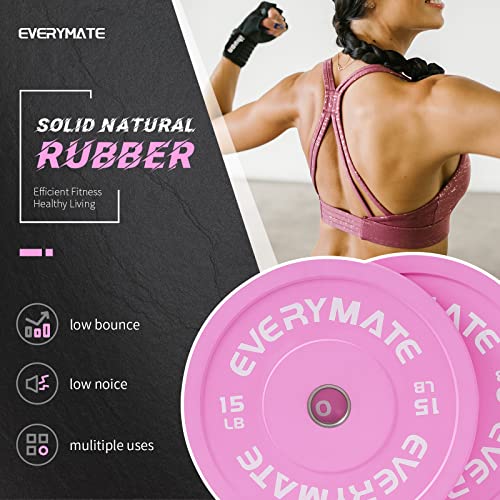 EVERYMATE Change Weight Plates 1.25LB 2.5LB 5LB Set Fractional Olympic Bumper Plates for Cross Training Steel Insert Strength Training - color: 15LBx2, size: Pink