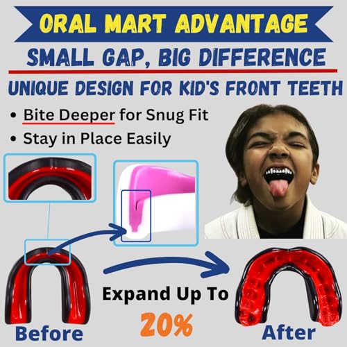 Oral Mart Youth Sports Mouth Guard for Kids (USA Flag, Fangs, 20+ Colors to Choose from) Mouthguard for Football, MMA, Karate, Boxing, Rugby, BJJ, Flag Football – /w Case (Youth, Strapless) - color: Navy Blue