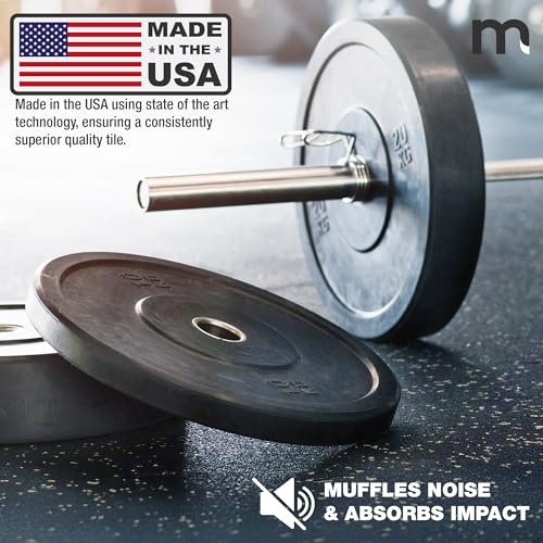 Matter Flex 100% Rubber Floor Mats - Recycled Rubber Gym Flooring for Home Gym, Interlocking Exercise Tiles, Made in The USA, Gym Tiles, Center (4 tiles/16 Sq. Ft.), Black with Red Speck - color: Black With Red Specks, size: Center (4 tiles/16 Sq. Ft.)