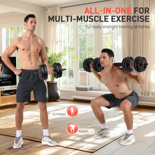 FDS4 Adjustable Dumbbell Set, 20/30/40/60/80 lb Free Weight Set with Connector, 3-in-1 Design for Dumbbell, Barbell, and Weight Plate Training, Home Gym Fitness Equipment for Men and Women - color: 30LB(15LB Pair)