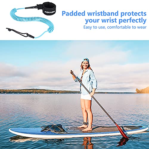 Premium Coiled Surfboard Leash, 11 feet SUP Leash Leg Rope, Stand Up Paddle Board Leash for All Types of Surfboards - color: Blue