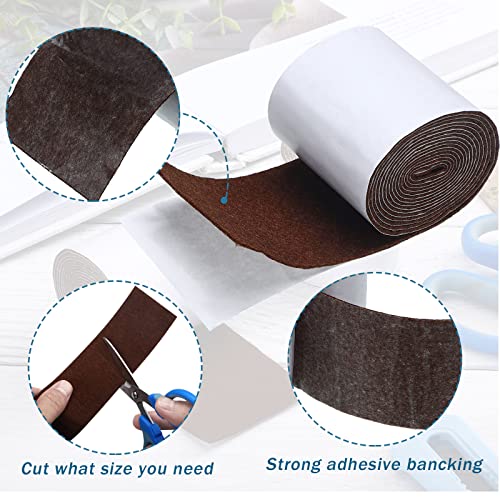 Shappy 2 Packs 120 x 2 x 0.04 Inch Felt Strips with Adhesive Backing Felt Tape Roll Non Slip Self Adhesive Cuttable Furniture Pads for Protecting Hardwood Floors, Chairs, Wall(Dark Brown) - size: 120 x 2 x 0.04 Inch
