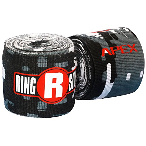 Ringside Apex 180” Boxing Hand Wraps Pair - Durable, Elastic Training Wraps with Hook & Loop Closure, Multi-Color Options, Perfect for MMA, Muay Thai, Kickboxing - color: Camo Black/White