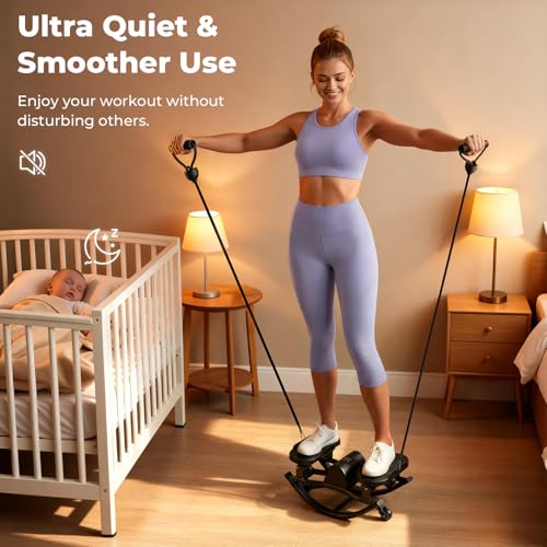 Rock Stepper, Side to Side Stepper for Exercise at Home, Low-Impact 3D Rocking Stepper Machine with Resistance Bands & Non-Slip Mat, Side Stepper for Full Body Workout, 250 LBS Capacity - color: BLACK