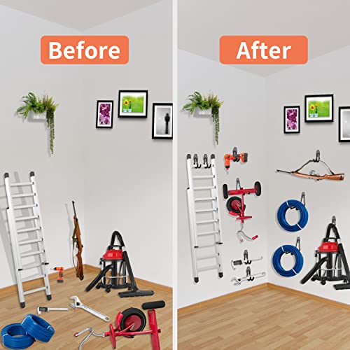 HUPBIPY 12 Pack Garage Hooks Heavy Duty, Wall Mount Ladder Hooks | Storage Organizer With a non-slip coating for Hanging Bicycles Garden Tools Ladders Hoses Ropes and Loose Items(Black) - color: 12 Pack Black