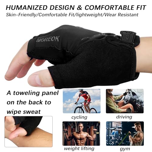 MOREOK Cycling Gloves Bike Bicycle Gloves, Half Finger 5MM Gel Anti-Slip | Biking Gloves for Men Women Gym workout exercise Motorcycle Hiking Rowing Outdoor Sports - color: Black, size: X-Large