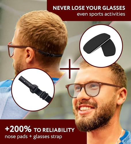 Nose Pads for Glasses Anti Slip - 0.5 mm Eye Glasses Nose Pads Non Slip - 6 Pairs Glasses Stoppers Nose Grip - Eyeglasses Nose Grips (Black Black Strap) - color: Black Black