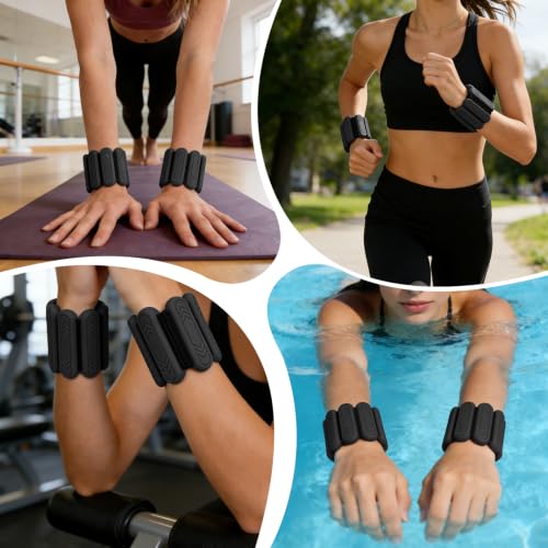 Wrist & Ankle Weights for Women Men, 1lb/2lb/4lb Set of 2 - Adjustable Wearable Weighted Bands, Waterproof Silicone Arm & Leg Weights for Pilates, Yoga, Walking, Dance, Home Workout & Gym - color: Black, size: 0.5lb each weight (1lbs Pair)