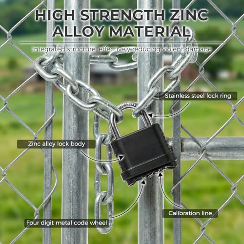 6 Pack Heavy Duty Combination Lock Weatherproof, 4 Digit Combination Padlock Outdoor, Resettable Brass Combination Locks for Gate Locker Shed Garage Fence Gym Storage Unit(Black) - color: Black