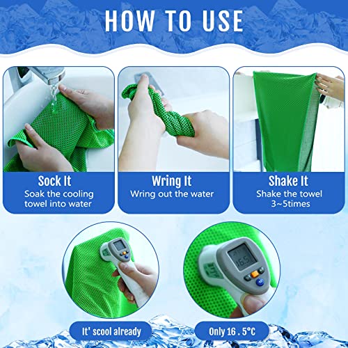 Hosuly 30 Pack Cooling Towels, 40"x12" Ice Breathable Soft Chilly Sweat Rag Microfiber Workout Rags for Gym Cooling Towels for Neck and Face for Yoga Golf Sport Running - color: Dark Blue, Light Green, Purple