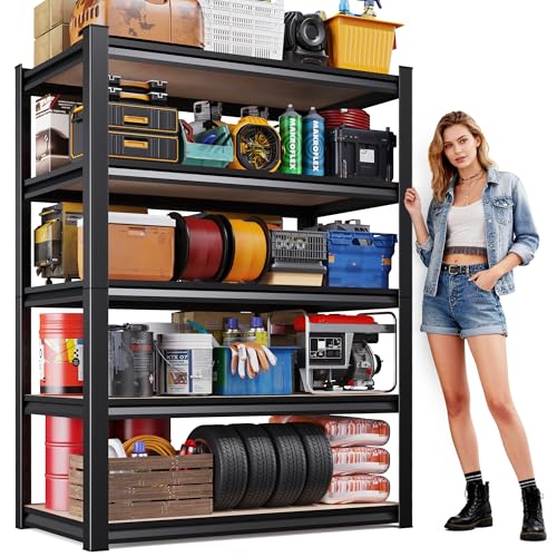 71"H-35"W Garage Shelving-2050LBS 5 Tier Storage Shelves,Adjustable Heavy Duty Metal Shelving Unit and Storage Large Rack,Utility Steel Shelf For Shop Warehouse Industrial Pantry Basement - size: MDF/35"Wx16"Dx71"H