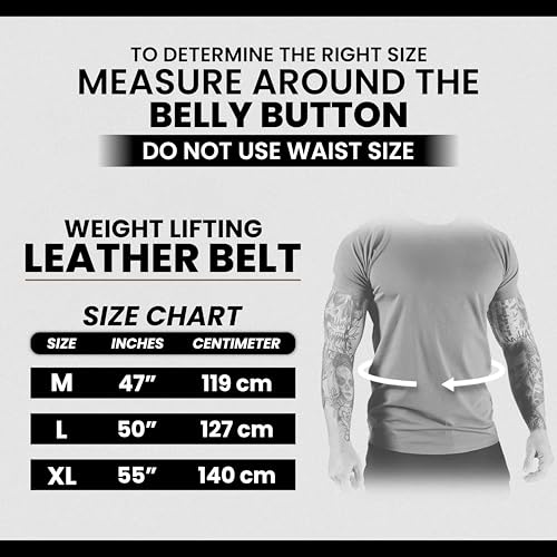 "Victorbudo USA Spartan Weight Lifting Belt (5mm Thick) - Genuine Leather Lifting Belt Gym for Men & Women - Functional Workout Belt - Gym Belt for Weightlifting, Powerlifting, Squat & Deadlift - Adjustable Weightlifting Belt" - size: "Medium (47"" Length