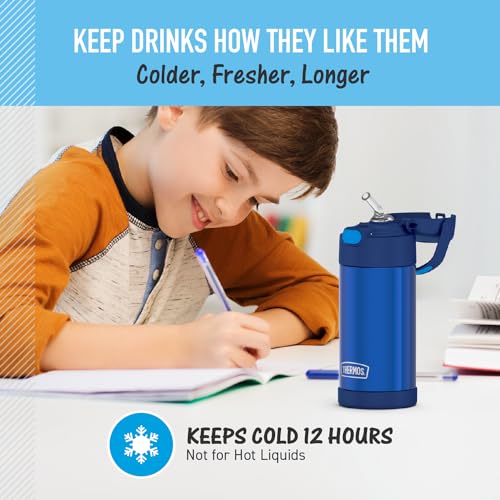 THERMOS FUNTAINER Water Bottle with Straw, 12oz, Blue - color: Navy, size: 12 Ounces