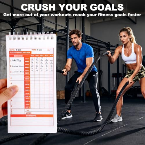 3-Pack Compact Gym Notebook & Workout Journal - 4x8 Inch Portable Fitness Log Book, 70 Sheets per Pad, Training Diary & Exercise Planner (3)