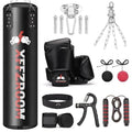 Punching Bag for Adults, 4ft PU Leather 6 in 1 Heavy Boxing Bag Set, Punching Bag with 12oz Boxing Gloves, Hand Wraps, Hanging Bag for MMA Karate Kickboxing Muay Thai Boxing Home - Unfilled - color: Red