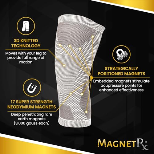 MagnetRX® Magnetic Knee Sleeve – (2-Pack) Effective Compression Knee Brace with Magnets for Knee Comfort & Recovery – Magnetic Knee Brace Support (Medium) - size: Medium (Pack of 2)