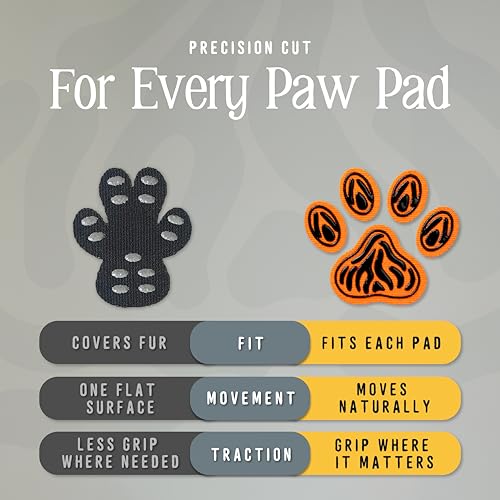DOK TigerToes Premium Paw Grips for Senior Dogs, 40ct of Pre-Cut Anti Slip Dog Paw Pads for Hardwood Floors, Provides Traction for Slipping (40 Total Grips, Size Large) - size: Large