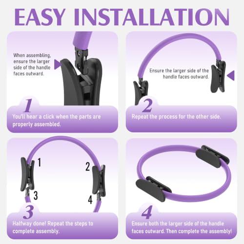JKSHMYT Pilates Ring Fitness Circle for Women, Pilates Equipment – 14.5" Home Magic Exercise Workout, Better me Pilates Essentials Starter Set for Beginners Toning Inner Thighs, Arms and Core - color: Purple